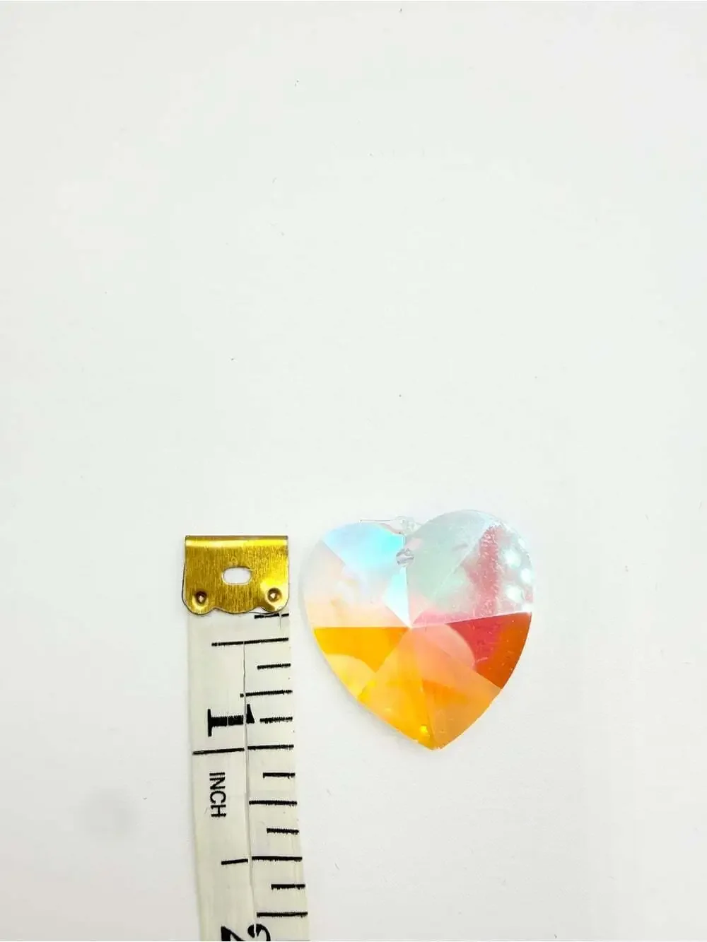 Faceted Aurora Borealis Crystal Heart Pendant – Iridescent Prism Suncatcher